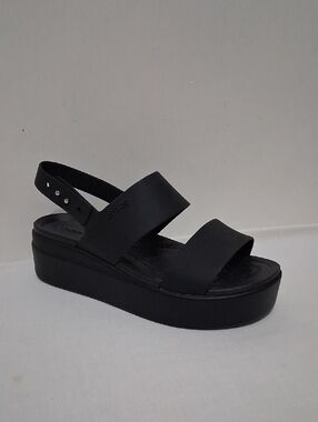 NEW Crocs Brooklyn Black Low Wedge Platform Sandals US 6 Comfortable SummerStep